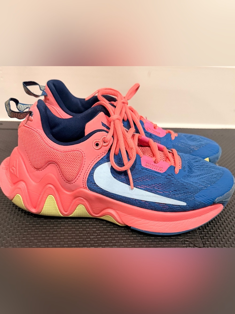 Nike Kids Basketball Sneakers in Blue, Coral and Yellow